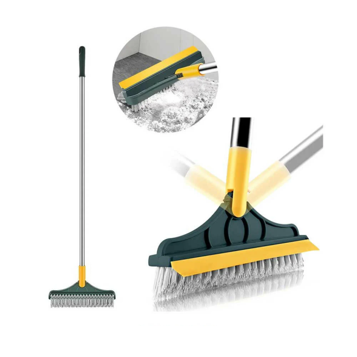 Mătură 2 în 1 cu perie și racletă, cap detașabil rotativ, peri polipropilenă rezistenți, design pliabil [3]