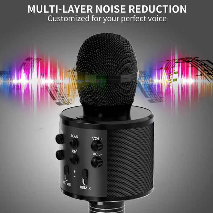 Microfon Karaoke Wireless cu Boxă Bluetooth – Sunet Puternic, Design Compact, Efecte Echo și Bass Ajustabil engross [8]