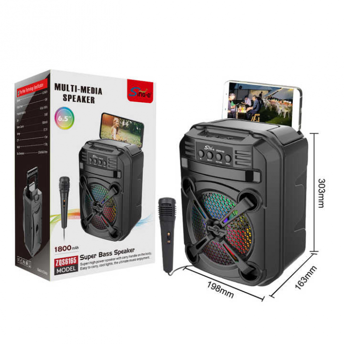Mini Difuzor Portabil Karaoke ZQS6165 – 40W RMS / 300W PMPO, Bluetooth 5.0, Telecomandă, LED RGB engross [3]