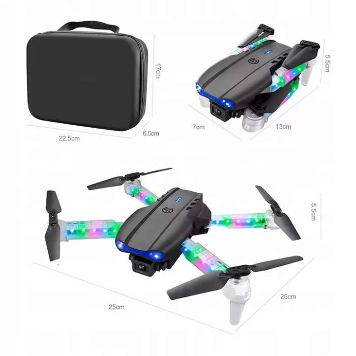 Mini Dronă Pliabilă E99 Pro Max Light Edition – Cu 2 Camere HD, Brate LED Colorate, 100m Rază, 2 Baterii 1800mAh emgross [7]