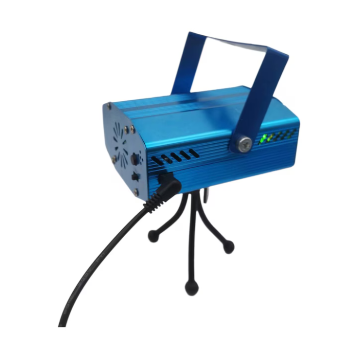 Mini Laser Show Compact – Lumină Verde 50mW și Roșie 100mW, 4 Butoane Control, Albastru engross [1]