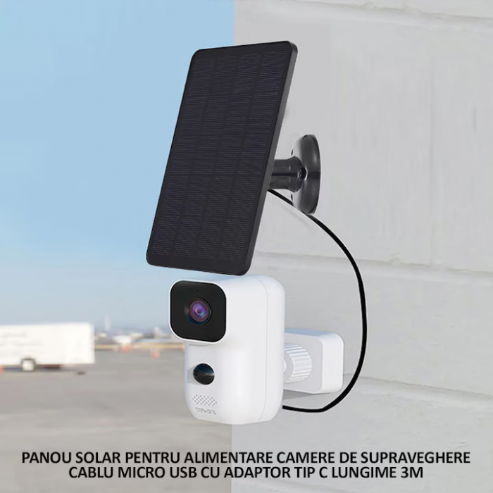 Panou solar fotovoltaic, 10W, 5V, portabil, pentru camere și încărcare telefon, cablu 3m, conector micro-USB și adaptor Type-C, rezistent la apă, negru, 175x120 mm engross [5]