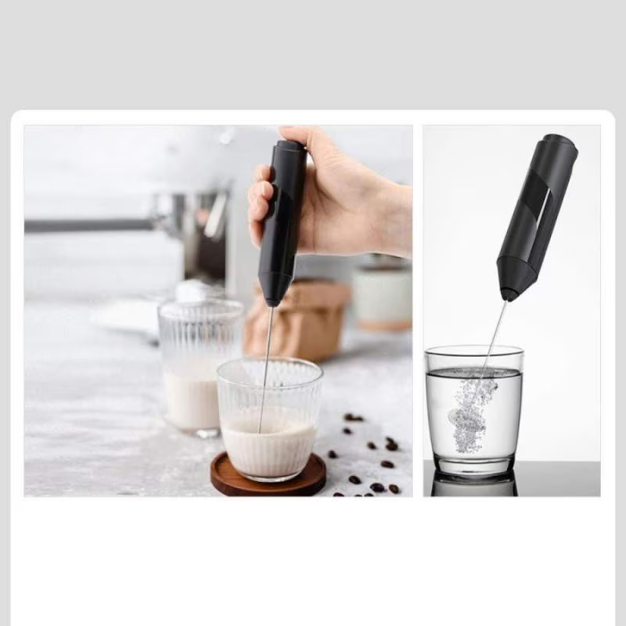 Mixer electric pentru spumă de lapte cu suport vertical, motor puternic, oțel inoxidabil, pentru lapte cald/rece, alimentare baterii AA, negru [5]
