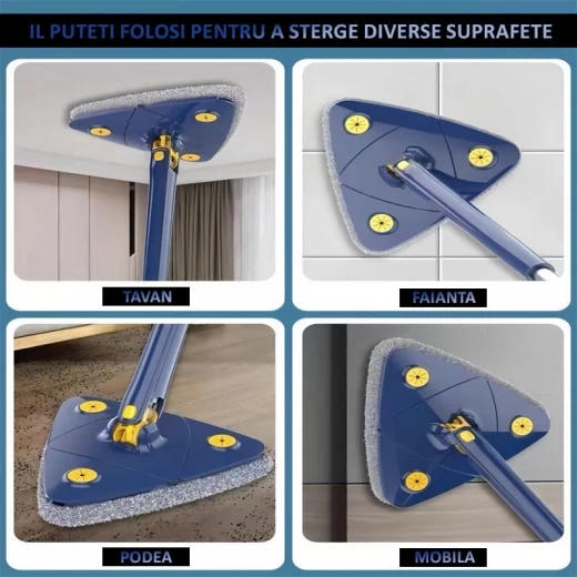 Mop Multifuncțional Triunghiular 360° cu Mâner Telescopic – Pentru Suprafețe Uscate și Umede engross [2]
