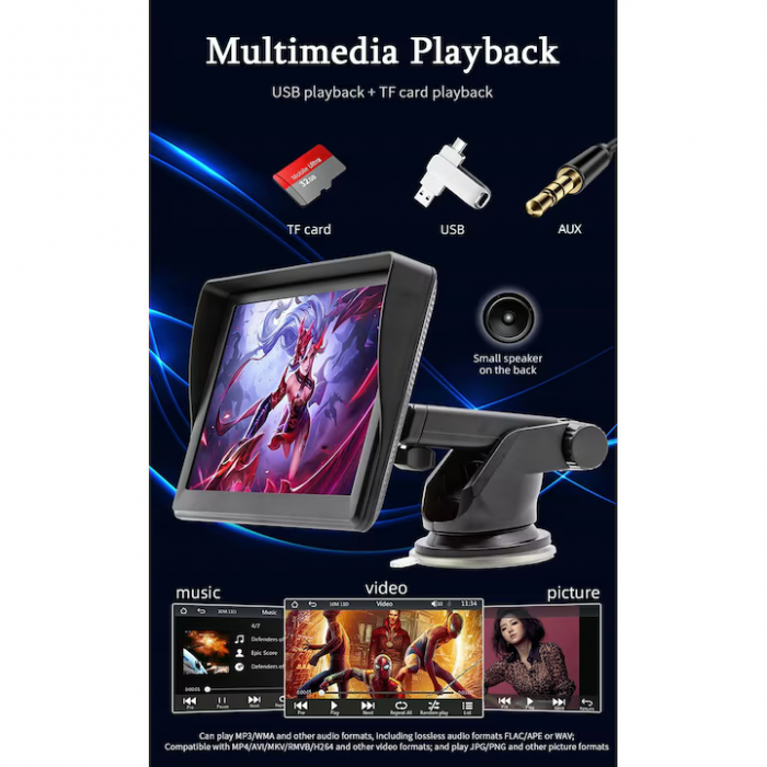 Navigatie Carplay cu display 7 inch, Internet, Aplicatii, Usb, Bluetooth , Negru- engross [7]