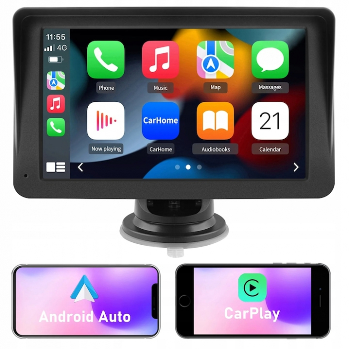 Navigatie Carplay cu display 7 inch, Internet, Aplicatii, Usb, Bluetooth , Negru- engross [10]