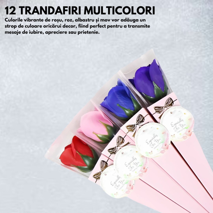Pachet cu 12 Trandafiri de sapun parfumati, ambalati individual, Multicolor, engross [4]