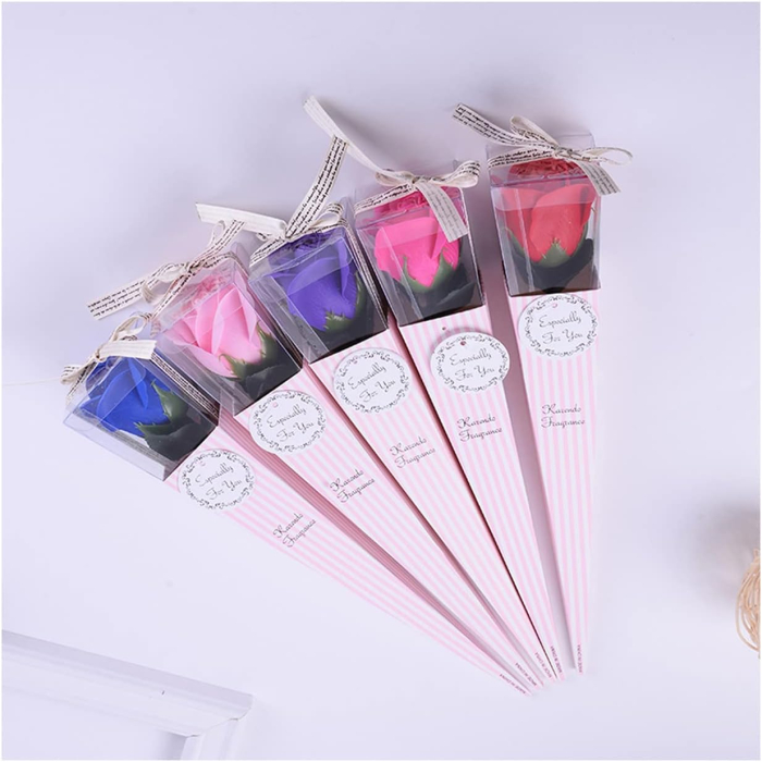 Pachet cu 12 Trandafiri de sapun parfumati, ambalati individual, Multicolor, engross [9]