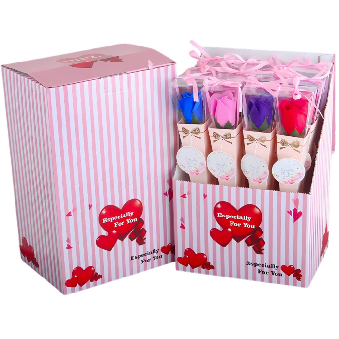 Pachet cu 12 Trandafiri de sapun parfumati, ambalati individual, Multicolor, engross [1]