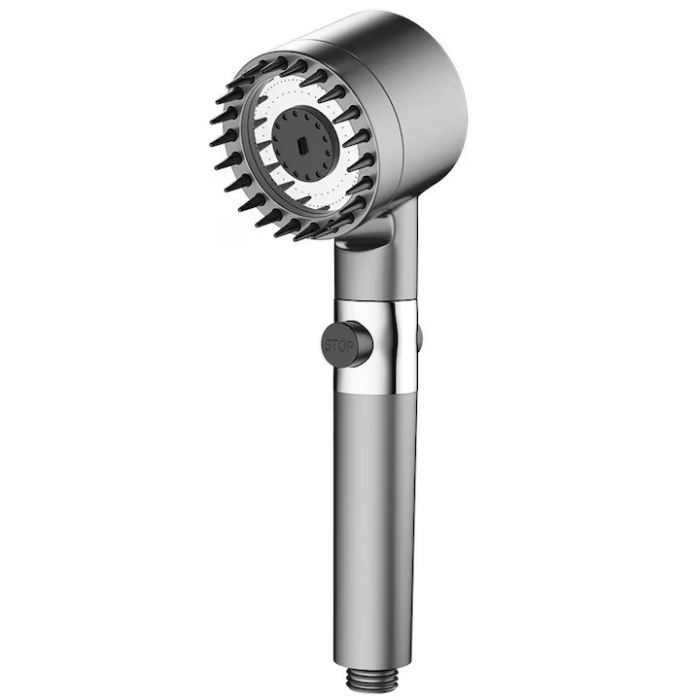 Pară Duș 4 în 1 cu Perie Masaj, Filtru Purificare Apă și 4 Moduri de Presiune, Economizor de Apă, Turbo Boost, ABS + Silicon – Gri engross [1]