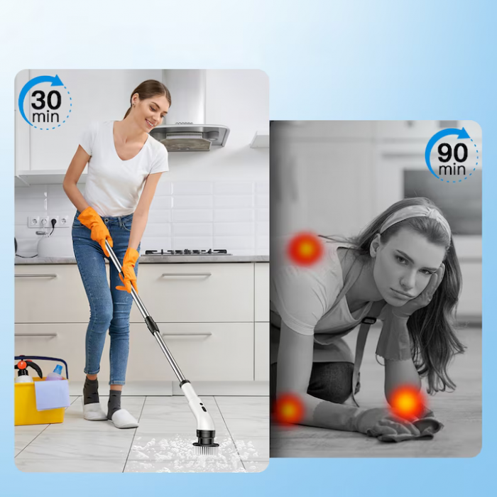 Perie Electrică Rotativă Multifuncțională cu 9 Capete, 2 Viteze și Mâner Extensibil 137 cm – Vânzare engros [11]