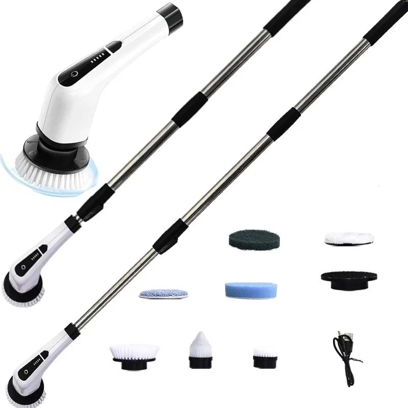 Perie Electrică Rotativă Multifuncțională cu 9 Capete, 2 Viteze și Mâner Extensibil 137 cm – Vânzare engros [2]