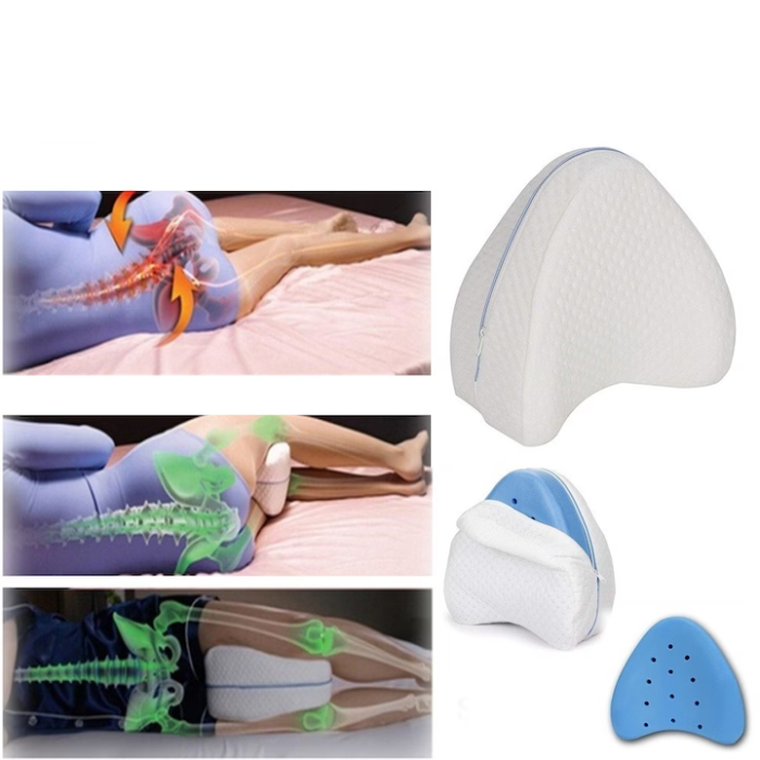 Perna Ortopedică pentru Corectarea Posturii, Spumă cu Memorie, Aliniază Picioarele cu Coloana Vertebrală, 25x24 cm, Husa Lavabilă Inclusă, Alb [3]
