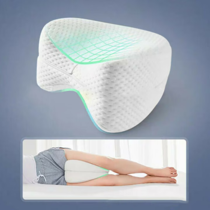 Perna Ortopedică pentru Corectarea Posturii, Spumă cu Memorie, Aliniază Picioarele cu Coloana Vertebrală, 25x24 cm, Husa Lavabilă Inclusă, Alb [6]