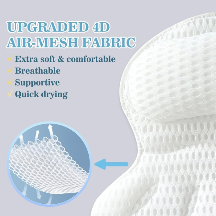 Perna pentru cadă cu 6 ventuze, Suport ergonomic pentru gât și umeri, Material 4D Air-Mesh, 43x43 cm, Alb, Anti-alunecare [6]