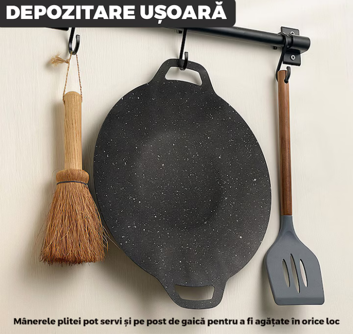 Plită japoneză 32 cm, înveliș antiaderent, construcție pluristratificată, material rezistent, negru [5]