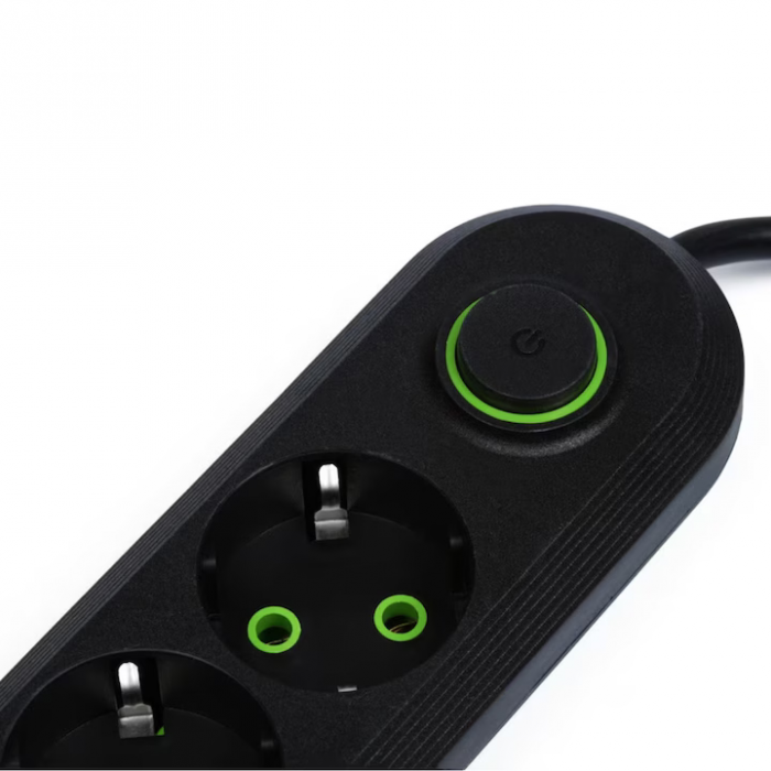 Prelungitor Universal cu 3 Prize, 2 Porturi USB, Suport de Agatare Incorporat, Rezistent la Temperaturi Inalte, 2 Metri, Negru/alb engross [3]