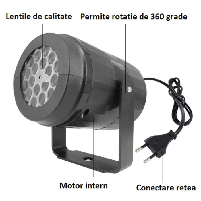 Proiector Laser LED pentru Crăciun, 16 Modele Simultane, Exterior & Interior, Alimentare la Rețea – Decor Festiv Profesional engross [4]