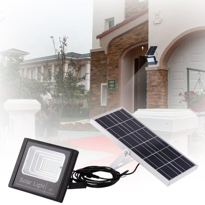 Proiector LED Solar 200W cu 42 LED SMD, Panou Solar, Telecomandă cu Setare Timp și Intensitate, Rezistență IP67, pentru Exterior [2]