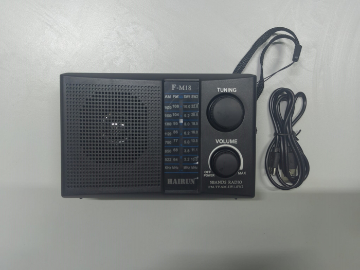 Radio portabil cu lanterna, F-M18, Bluetooth, FM/AM/SW, negru engross [1]