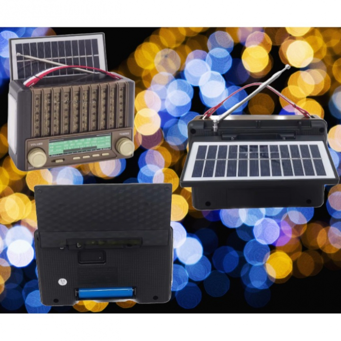 Radio Portabil Multifuncțional KTF-1428 FM/AM/SW, Bluetooth, Panou Solar, USB/TF, Lanternă, Design Retro engross [7]