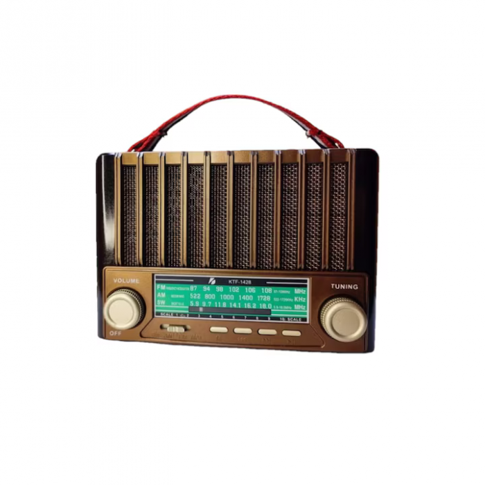 Radio Portabil Multifuncțional KTF-1428 FM/AM/SW, Bluetooth, Panou Solar, USB/TF, Lanternă, Design Retro engross [1]