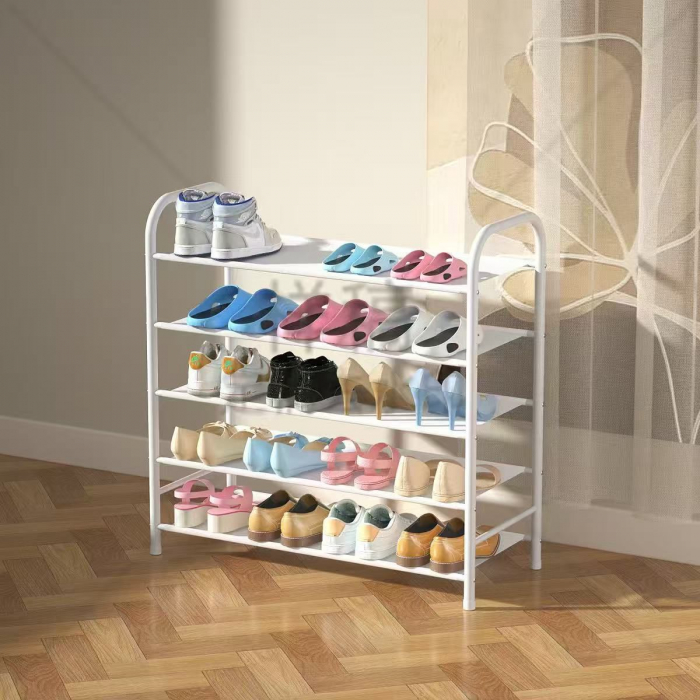 Raft pentru încălțăminte, 4 polițe, metal aluminiu, negru, engross [4]