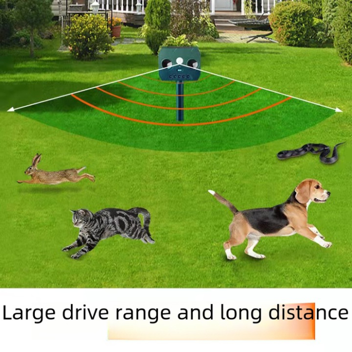 Repelent Ultrasunete Solar, Impermeabil, Detectare Infraroșu, Ieșire Supersonică, Dispozitiv Multifuncțional pentru Alungarea Animalelor, Eficient în Exterior [7]