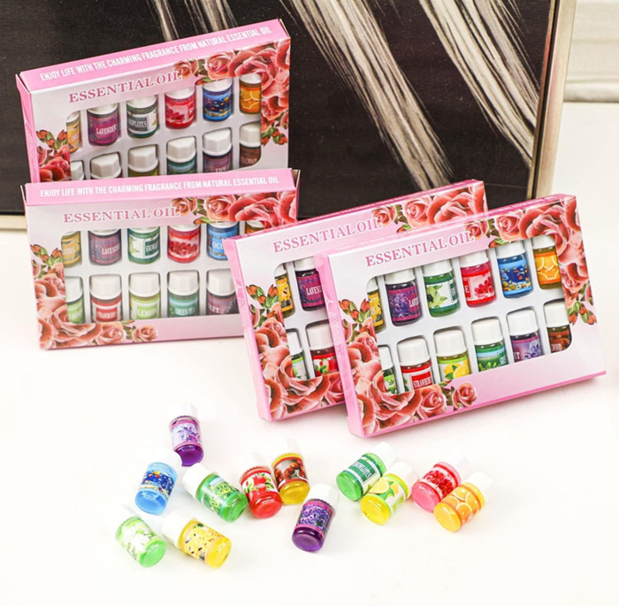 Set 12 uleiuri esențiale, 12 x 3 ml, Trandafir, Lămâie, Iasomie, Lavandă, Portocală dulce, Arbore de ceai, Pure, Naturale, Vegane [3]