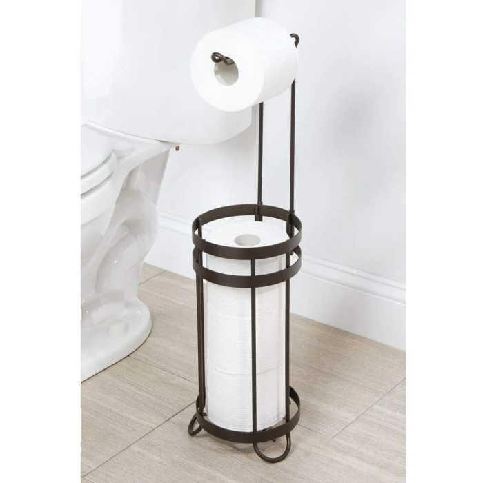 Set 2 Suporturi pentru Hârtie Igienică și Rezerve, Oțel Negru Mat, Modern și Practic pentru Baie [3]