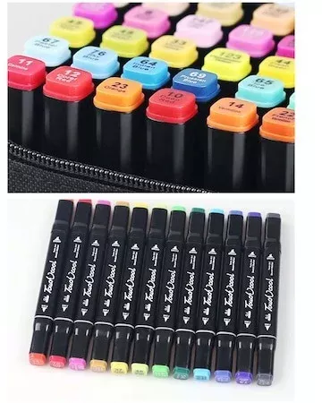 Set 36 Markere Duble Profesionale, Culori Vibrante Permanente, pentru Desen, Schițe, Manga, Anime, cu Geantă inclusa [2]