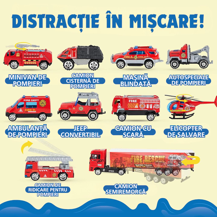 Set Camion Trailer de Jucărie 12 Piese – Interactiv, Fricțiune, Mecanism Pull-Back, 3–7 Ani [2]