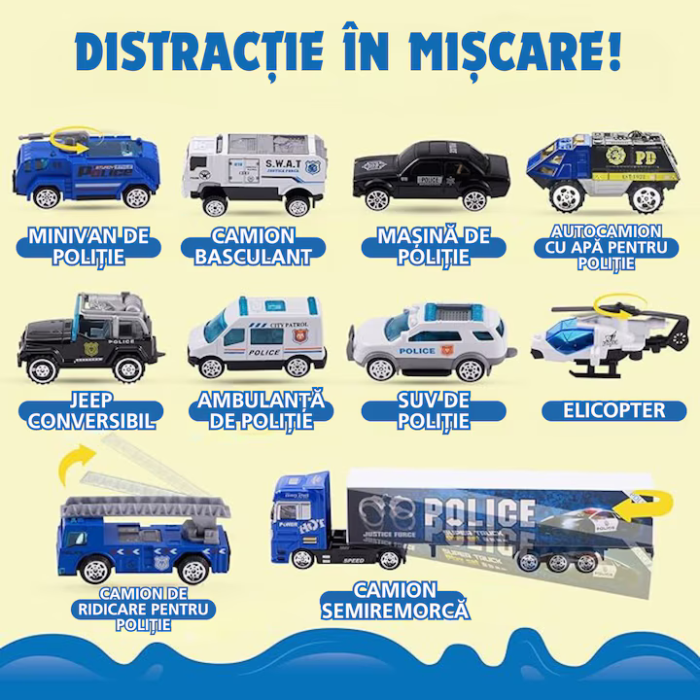 Set Camion Trailer de Jucărie 12 Piese – Interactiv, Fricțiune, Mecanism Pull-Back, 3–7 Ani [2]