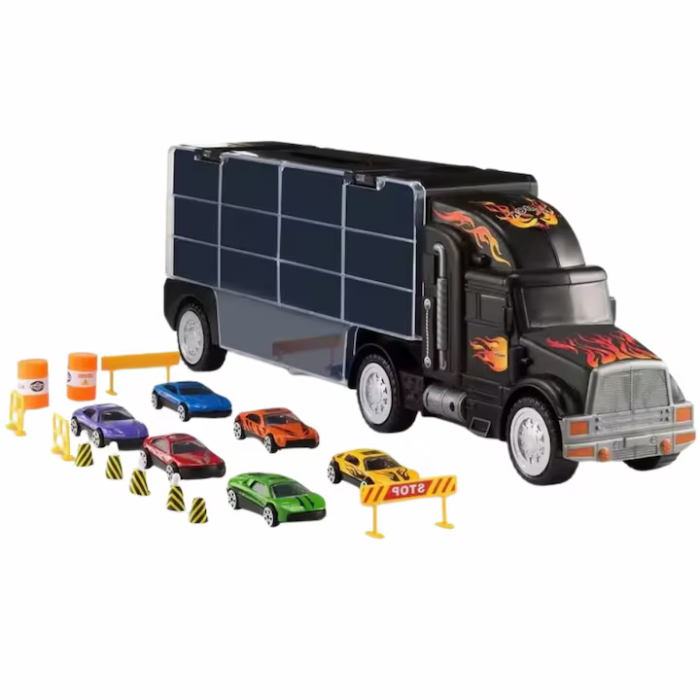 Set Camion Trailer TIR cu 8 Mașinuțe și Accesorii – Scara 1:22, Material Durabil engross [4]