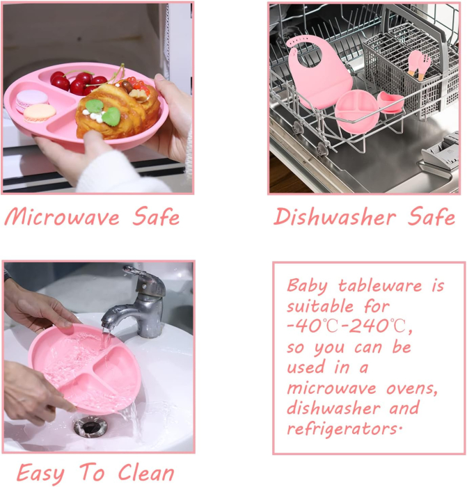 Set Hranire Bebelusi și Copii 8 piese, Silicon BPA Free, Antialergenic, Ventuze [4]