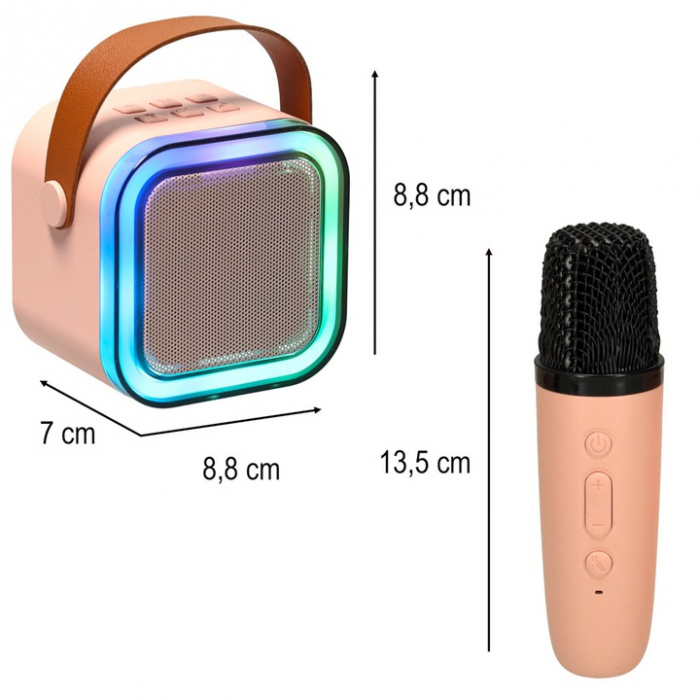 Set Karaoke cu 2 Microfoane și Boxă Portabilă Roz, 6W engross [13]