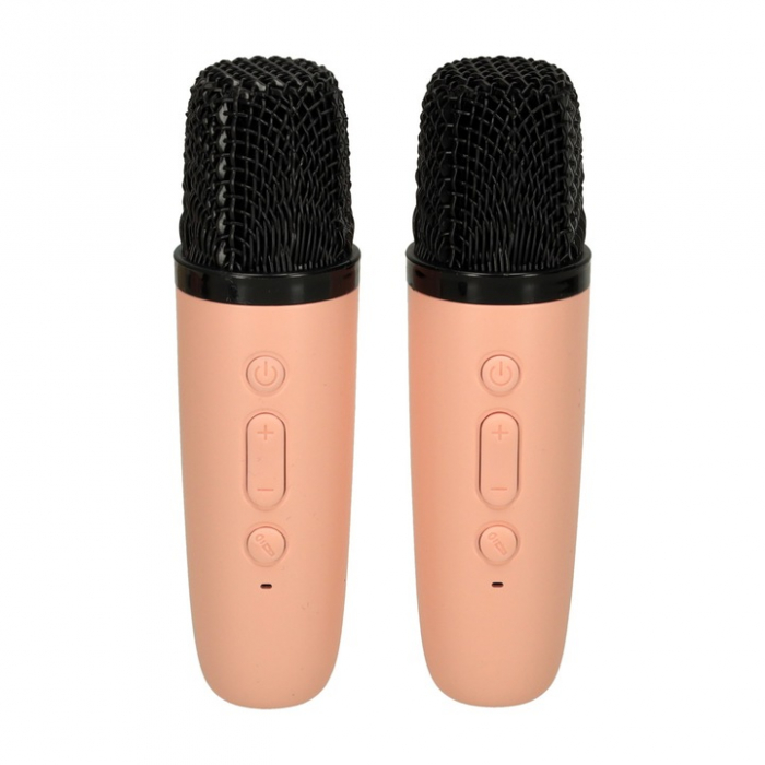 Set Karaoke cu 2 Microfoane și Boxă Portabilă Roz, 6W engross [6]