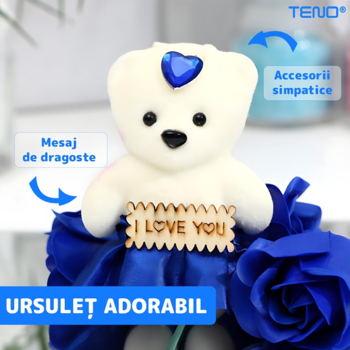 Set Ursuleț de Pluș + 6 Trandafiri Roșii din Săpun Parfumat, Cutie Elegantă engross [5]