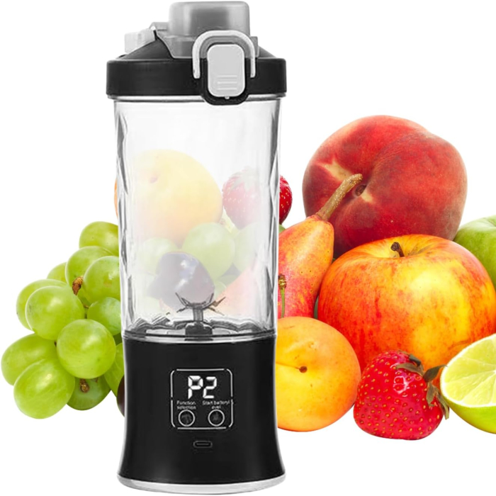 Storcător de fructe portabil, multifuncțional, 600 ml, baterie 1500 mAh, încărcare USB Type-C, zdrobire rapidă, cană dublă utilizare, iluminare LED [10]