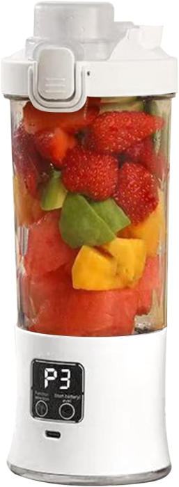 Storcător de fructe portabil, multifuncțional, 600 ml, baterie 1500 mAh, încărcare USB Type-C, zdrobire rapidă, cană dublă utilizare, iluminare LED [1]