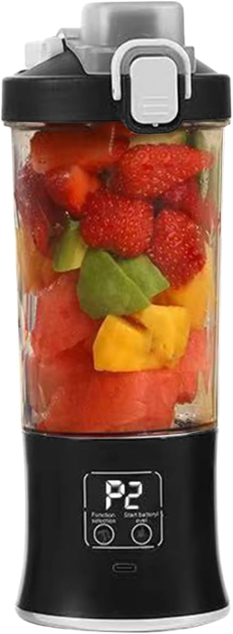 Storcător de fructe portabil, multifuncțional, 600 ml, baterie 1500 mAh, încărcare USB Type-C, zdrobire rapidă, cană dublă utilizare, iluminare LED [2]