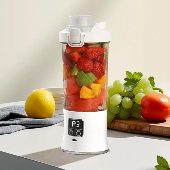Storcător de fructe portabil, multifuncțional, 600 ml, baterie 1500 mAh, încărcare USB Type-C, zdrobire rapidă, cană dublă utilizare, iluminare LED [9]