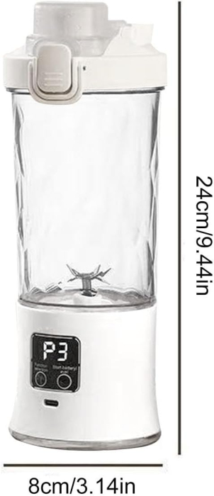 Storcător de fructe portabil, multifuncțional, 600 ml, baterie 1500 mAh, încărcare USB Type-C, zdrobire rapidă, cană dublă utilizare, iluminare LED [3]