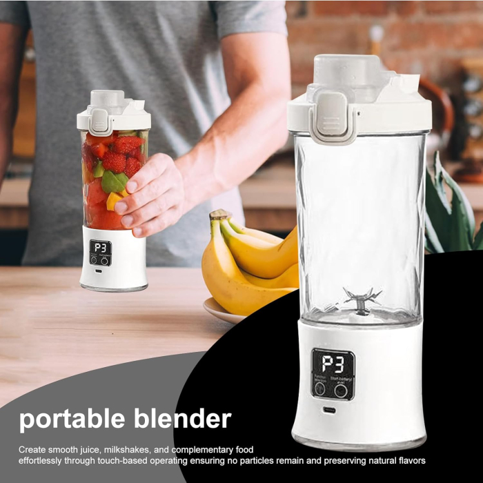 Storcător de fructe portabil, multifuncțional, 600 ml, baterie 1500 mAh, încărcare USB Type-C, zdrobire rapidă, cană dublă utilizare, iluminare LED [13]