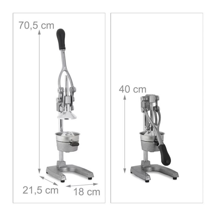 Storcător Presă Manuală pentru Fructe și Citrice, Fontă și Inox, Efect de Pârghie, 70,5 cm, 6,2 kg, Argintiu/Negru [2]