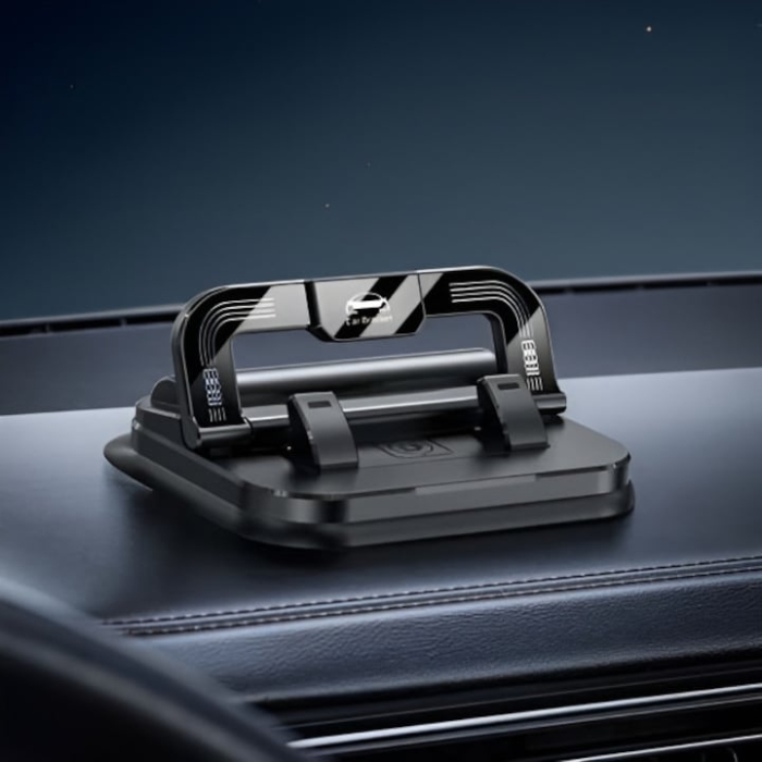 Suport Auto pentru Telefon, Rotire 360°, Bază Adezivă Nano Gel, Compatibil Universal iPhone și Android, Material Plastic Durabil, Rezistent la Apă și Pete, Fără Urme la Îndepărtare, Negru [8]
