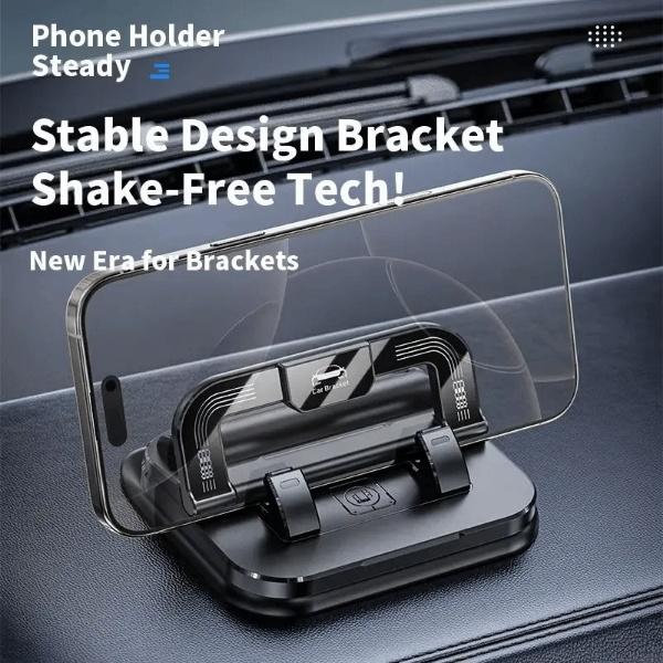 Suport Auto pentru Telefon, Rotire 360°, Bază Adezivă Nano Gel, Compatibil Universal iPhone și Android, Material Plastic Durabil, Rezistent la Apă și Pete, Fără Urme la Îndepărtare, Negru [2]