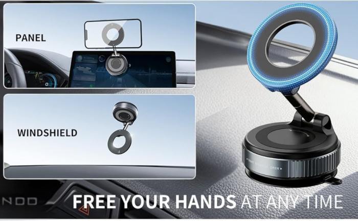 Suport Magnetic pentru Telefon cu Rotire 360°, Suport Auto cu Ventuză, Hands-Free, Compatibil cu Toate Smartphone-urile, Ideal pentru Mașină, Oglindă, Duș și Sală de Sport [3]