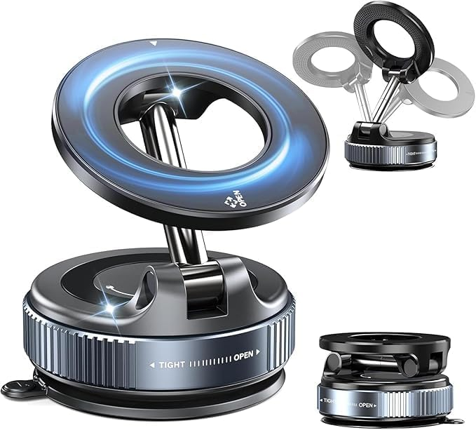 Suport Magnetic pentru Telefon cu Rotire 360°, Suport Auto cu Ventuză, Hands-Free, Compatibil cu Toate Smartphone-urile, Ideal pentru Mașină, Oglindă, Duș și Sală de Sport [2]