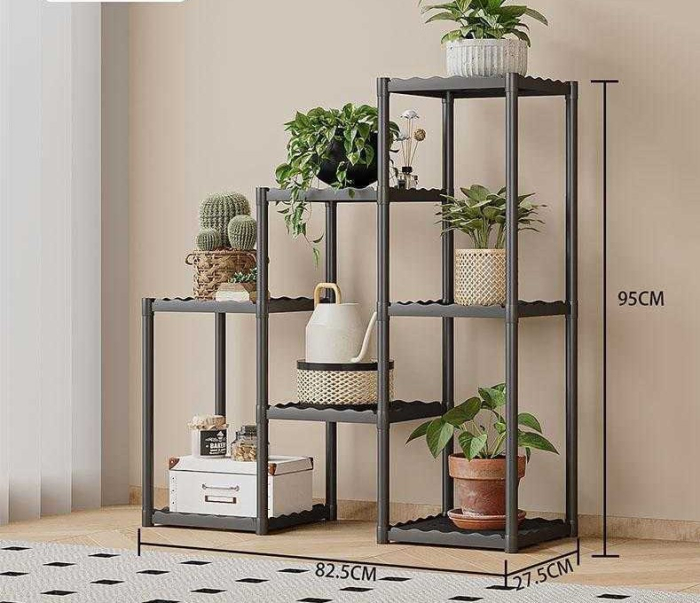 Suport Plante 7 Niveluri– Raft Multifuncțional Tip Scară pentru Ghivece, Cărți și Decorațiuni, Negru/Alb [3]